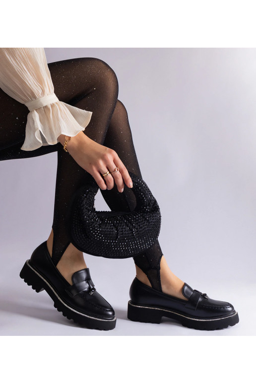 Mocasines negros de piel sintética...