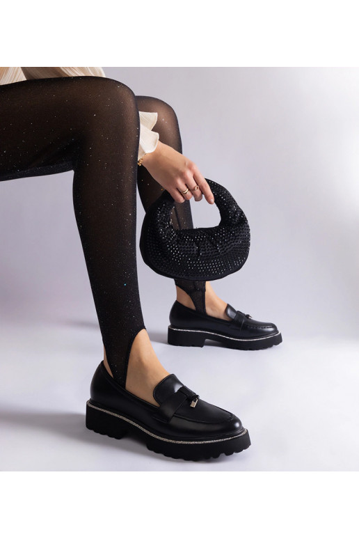 Mocasines negros de piel sintética...