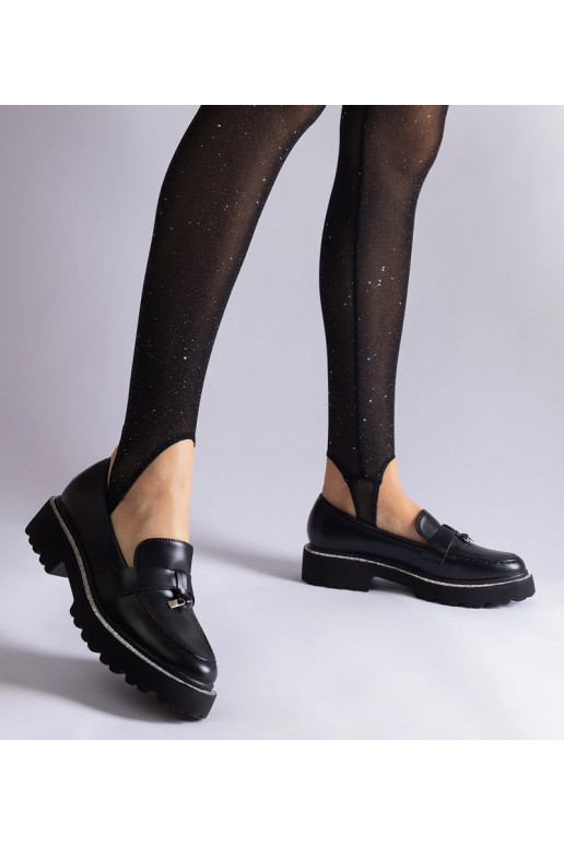 Mocasines negros de piel sintética...