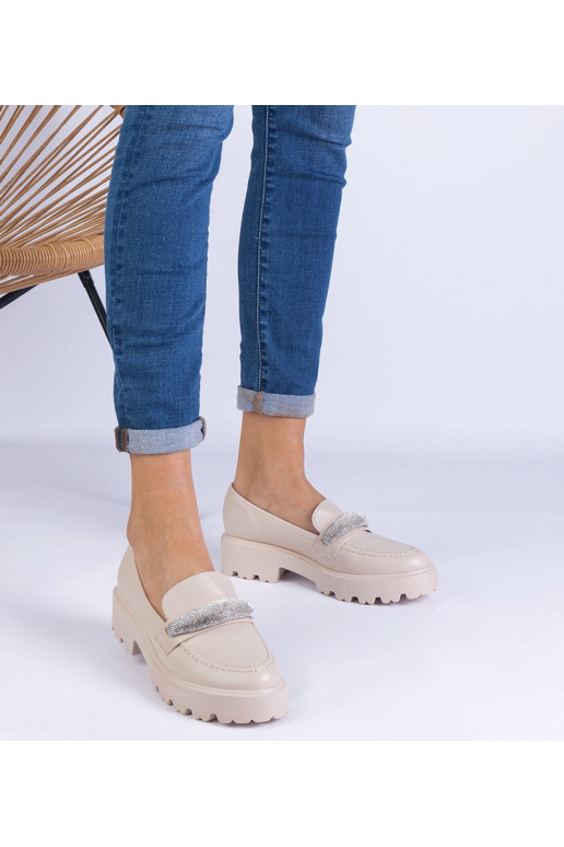 Mocasines de mujer beige decorados...