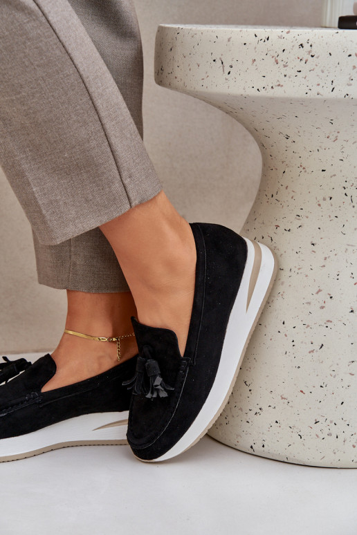 Mocasines Activado Sutilm Koturnie de gamuza ecológicaoAe de color negro Challavia