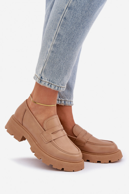 mocasines de mujer de cuero ecológico beige Sendall