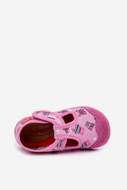 Zapatillas Milami Infantil con sujetadores adhesivos EN Zebry color rosa Jasimrra