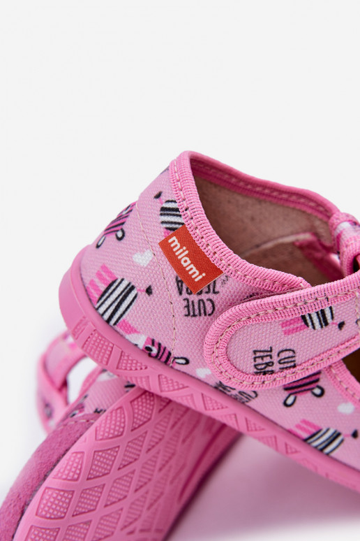 Zapatillas Milami Infantil con sujetadores adhesivos EN Zebry color rosa Jasimrra