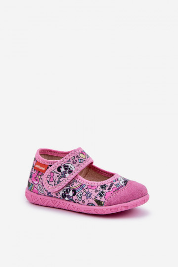 Zapatillas Milami Infantil con sujetadores adhesivos EN Oso panda color rosa Esnia