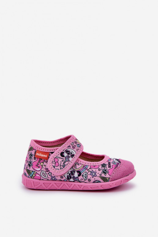 Zapatillas Milami Infantil con sujetadores adhesivos EN Oso panda color rosa Esnia