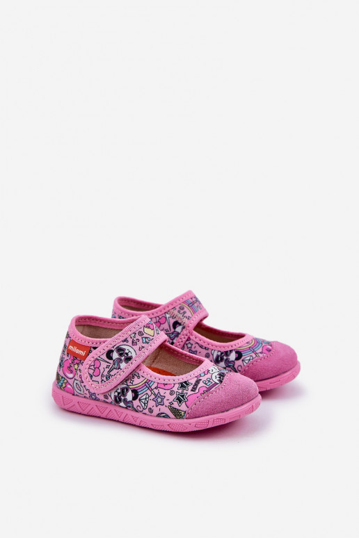 Zapatillas Milami Infantil con sujetadores adhesivos EN Oso panda color rosa Esnia