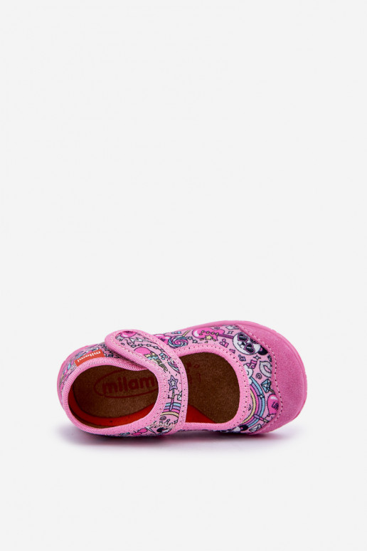 Zapatillas Milami Infantil con sujetadores adhesivos EN Oso panda color rosa Esnia