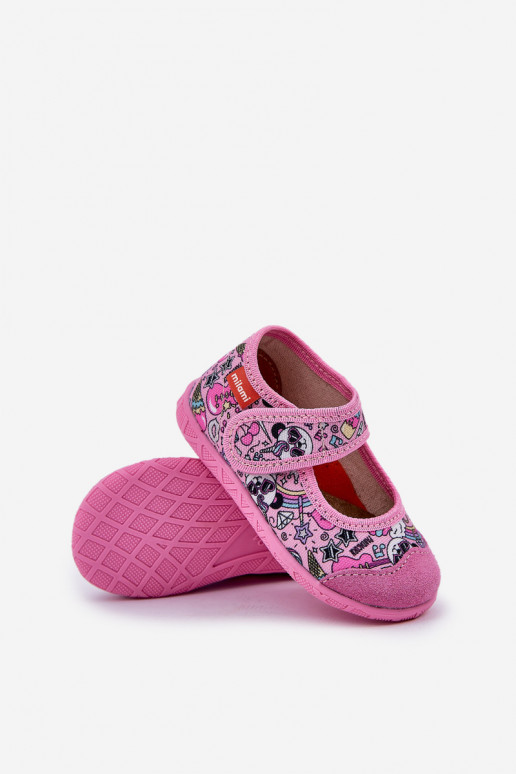 Zapatillas Milami Infantil con sujetadores adhesivos EN Oso panda color rosa Esnia