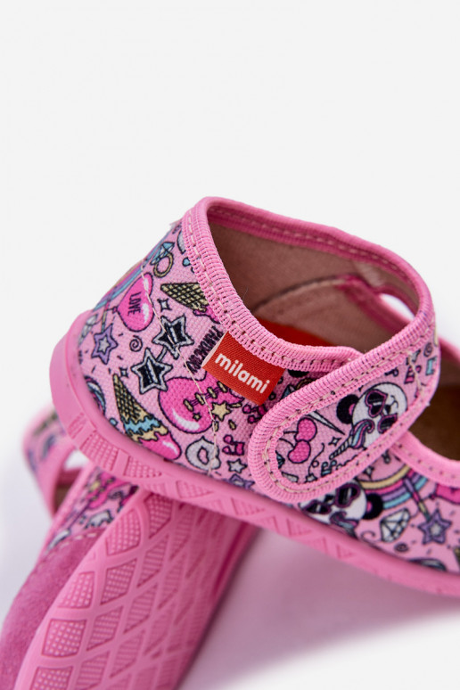 Zapatillas Milami Infantil con sujetadores adhesivos EN Oso panda color rosa Esnia