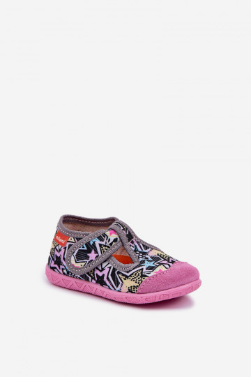 Chanclas Milami infantiles con cierres de velcro en color gris-rosa Jasimrra