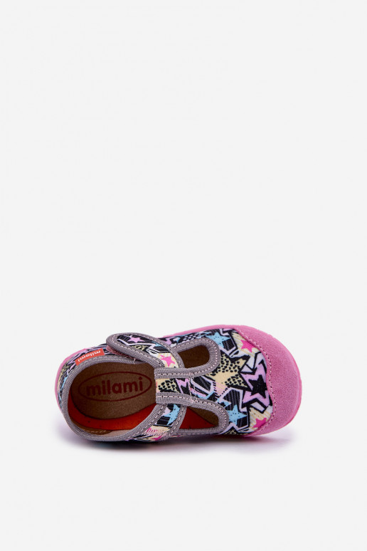 Zapatillas Milami Infantil con sujetadores adhesivos gris-color rosa Jasimrra