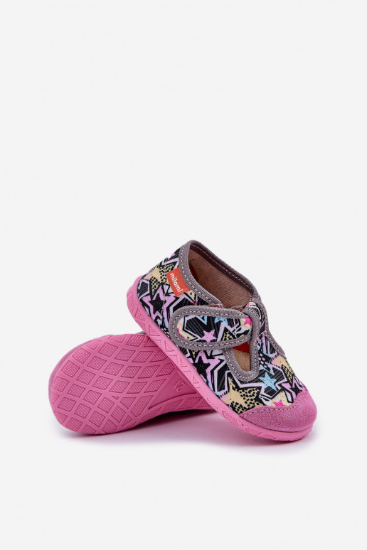 Zapatillas Milami Infantil con sujetadores adhesivos gris-color rosa Jasimrra