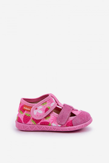 Zapatillas Milami Infantil con sujetadores adhesivos EN fresas color rosa Reathiana 2