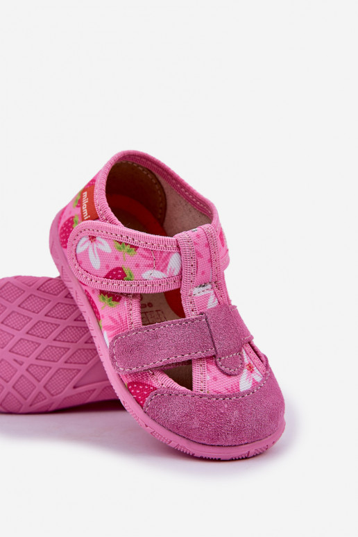 Zapatillas Milami Infantil con sujetadores adhesivos EN fresas color rosa Reathiana