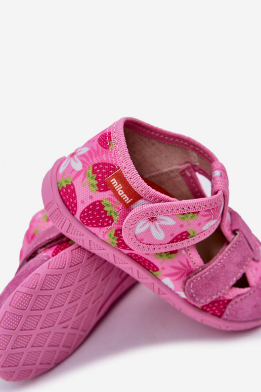 Zapatillas Milami Infantil con sujetadores adhesivos EN fresas color rosa Reathiana