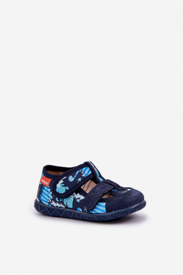 Zapatillas Milami Infantil con sujetadores adhesivos EN dinosaurios azul oscuro Reathiana