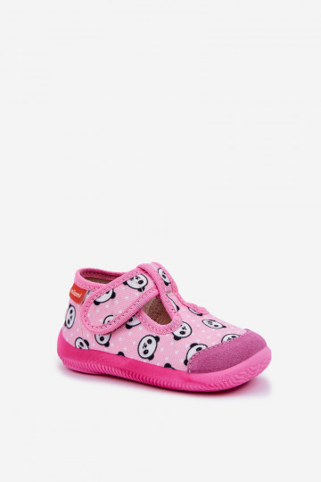 Chanclas Milami infantiles elásticas con cierres de velcro en color rosa oso panda Ambette