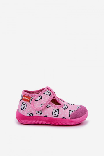 Chanclas Milami infantiles elásticas con cierres de velcro en color rosa oso panda Ambette 2