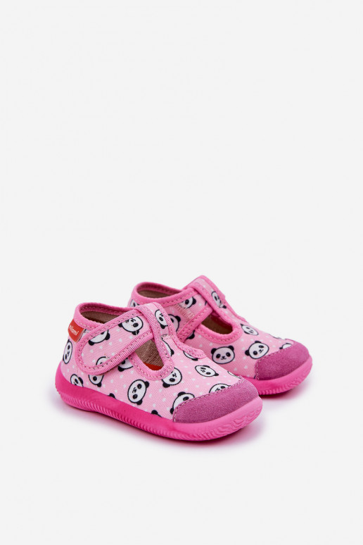 Zapatillas Milami Infantil Elastyczne con sujetadores adhesivos EN Oso panda color rosa Ambette