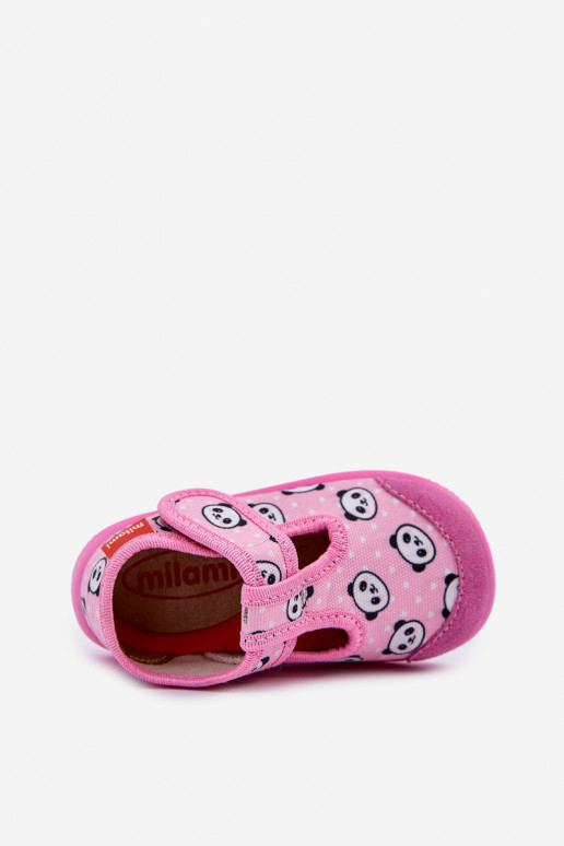 Zapatillas Milami Infantil Elastyczne con sujetadores adhesivos EN Oso panda color rosa Ambette