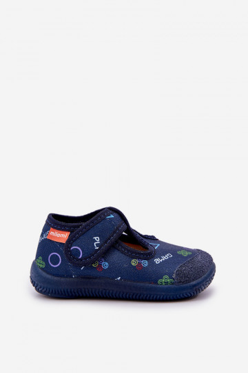 Chanclas Milami infantiles elásticas con cierres de velcro en color azul marino Ambette 2