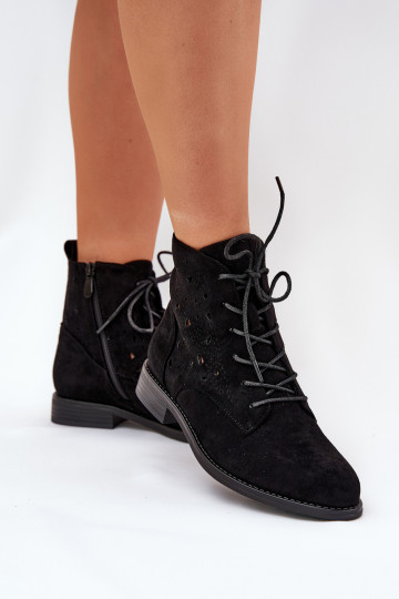 Botines con elementos de encaje S.Barski HY51-136 color negro