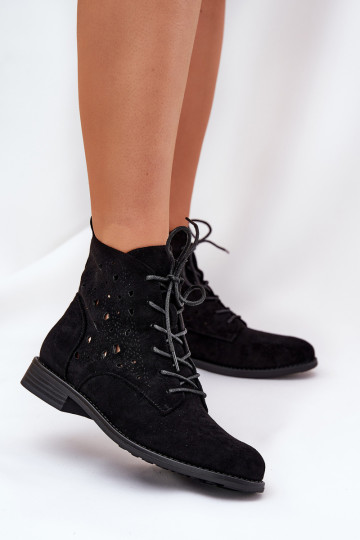 Botines con elementos de encaje S.Barski HY51-136 color negro 2