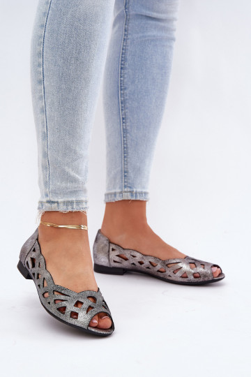 Bailarinas caladas Z Odkrytymi Palcami color plata Calgis 2