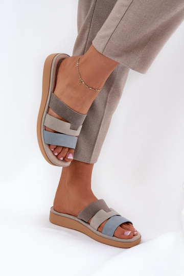 Zapatillas de mujer cómodas beige-color azul Oxena