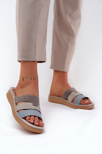 Zapatillas de mujer cómodas beige-color azul Oxena 2