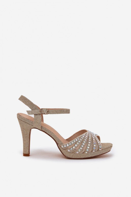 sandalias con tacones finos Con decoración y brillo D&A MR1038-33 color dorado