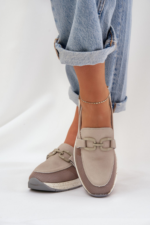 Femenino Piel Mocasines D&A TEN210 color gris