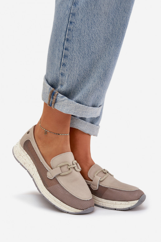 Femenino Piel Mocasines D&A TEN210 color gris