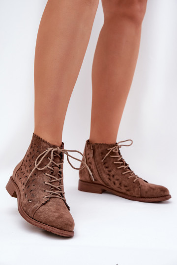 Bajo Botas con elementos calados S.Barski HY51-185 color marrón