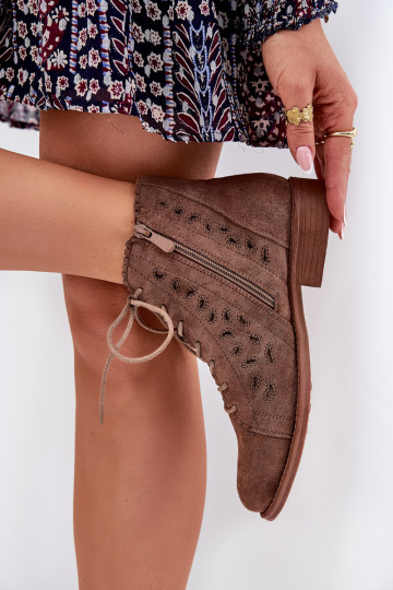 Bajo Botas con elementos calados S.Barski HY51-185 color marrón 2