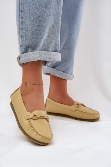 Mocasines de cuero lisos con adornos S.Barski LR51-547 color amarillo 2