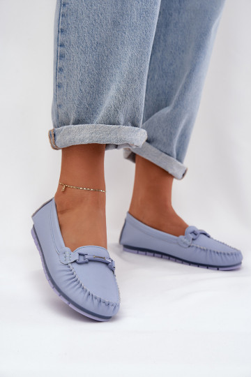 Mocasines de cuero lisos con adornos S.Barski LR51-547 color azul 2