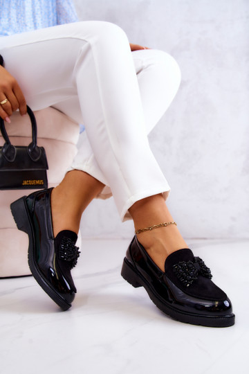 Estilo elegante Mocasines lacados Mocasines de color negro Belize