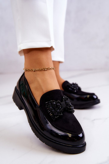 Estilo elegante Mocasines lacados Mocasines de color negro Belize 2