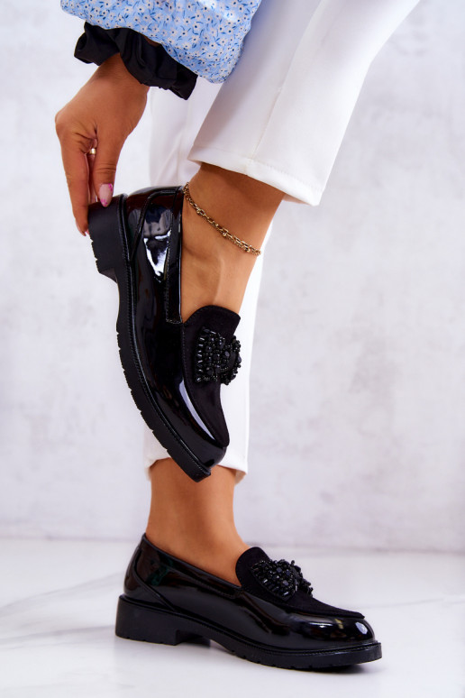 Estilo elegante Mocasines lacados Mocasines de color negro Belize Estilo elegante Mocasines lacados Mocasines de color negro Belize