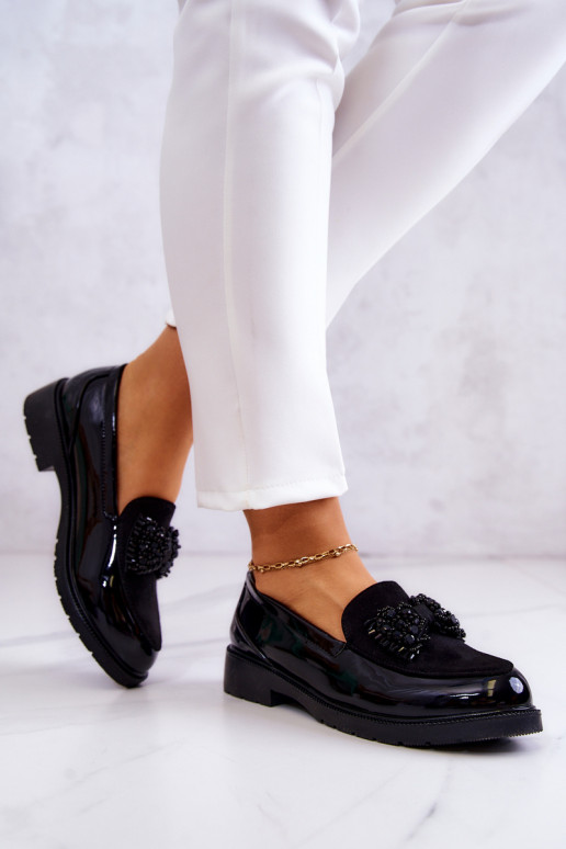 Estilo elegante Mocasines lacados Mocasines de color negro Belize Estilo elegante Mocasines lacados Mocasines de color negro Belize