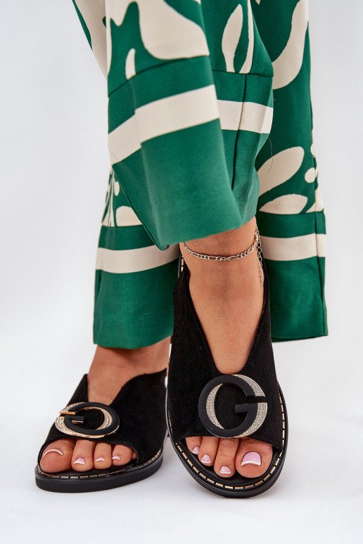 Sandalias planas con adornos de color negro Haliones Sandalias planas con adornos de color negro Haliones