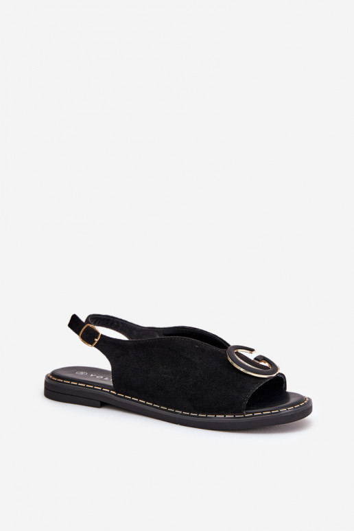 Sandalias planas con adornos de color negro Haliones Sandalias planas con adornos de color negro Haliones