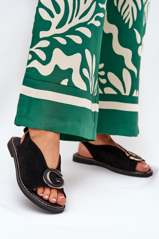 Sandalias planas con adornos de color negro Haliones Sandalias planas con adornos de color negro Haliones