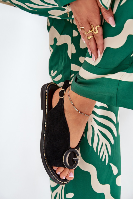 Sandalias planas con adornos de color negro Haliones Sandalias planas con adornos de color negro Haliones