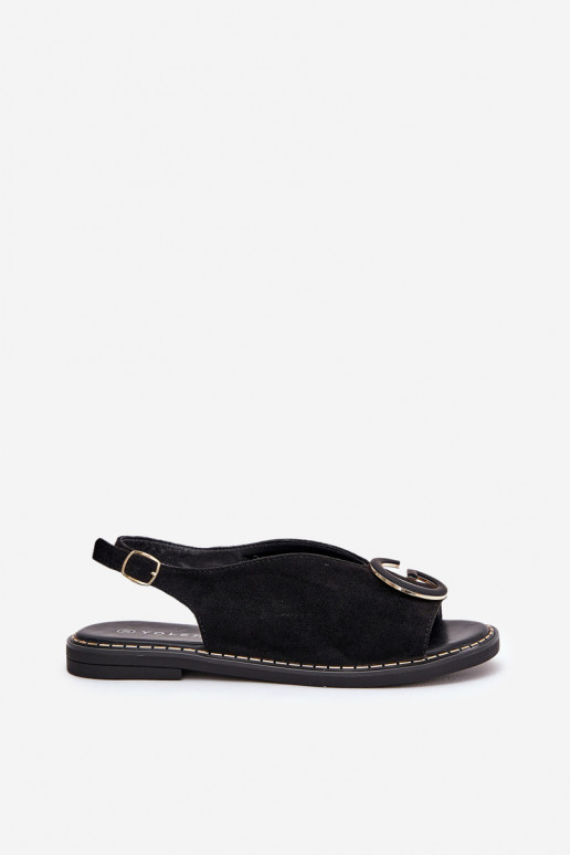 Sandalias planas con adornos de color negro Haliones Sandalias planas con adornos de color negro Haliones