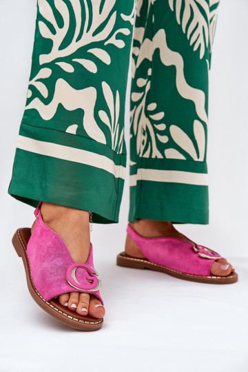 Sandalias planas con adornos color rosa Haliones