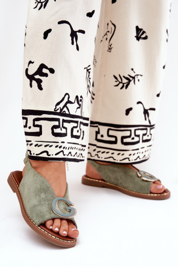 Sandalias planas con adornos color verde Haliones 2