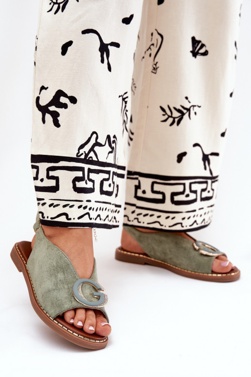 Sandalias planas con adornos color verde Haliones Sandalias planas con adornos color verde Haliones